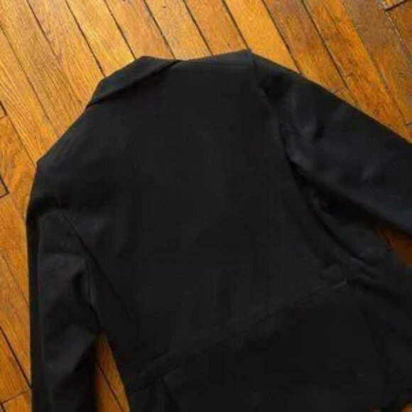 Vintage 2000s Veronique Branquinho Slim Wool Women Black Belt Peacoat Jacket 6 - Picture 5 of 7